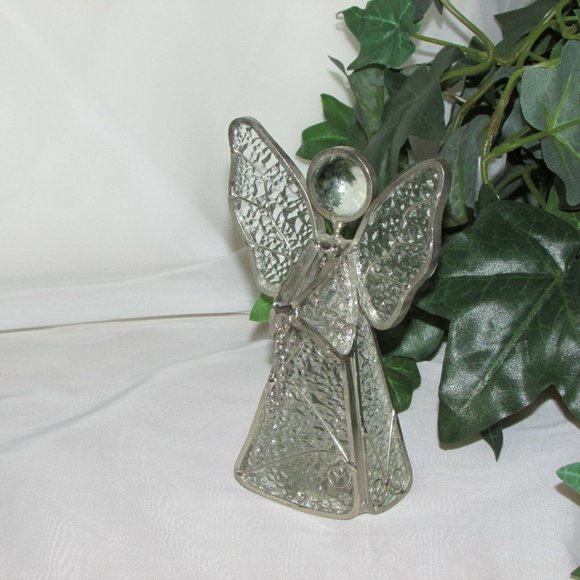 Art Glass Angel Tealight Candle Holder 5.5" Tall Pretty Christmas Holiday Decor - Picture 3 of 7